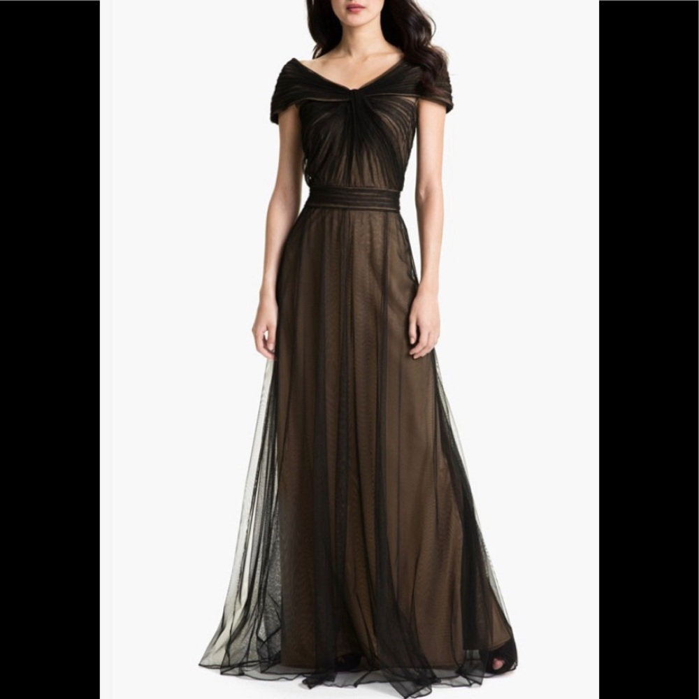 Black Gown with Portrait Neckline